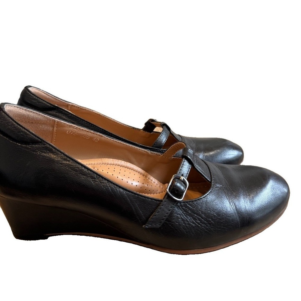 Mona Flying Mary Jane Wedge Heels Italian Shoes Heeled Black 42 11